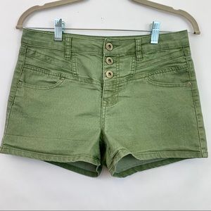 Blue Spice • High Waisted Buttoned Shorts • Size 9